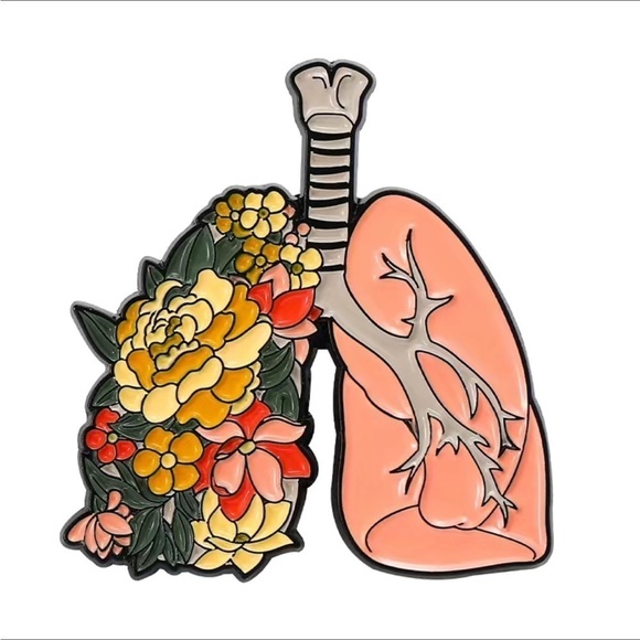 3/$25 Anatomy Pin Broach Lungs with Flowers Floral Organ Acrylic - Picture 1 of 6